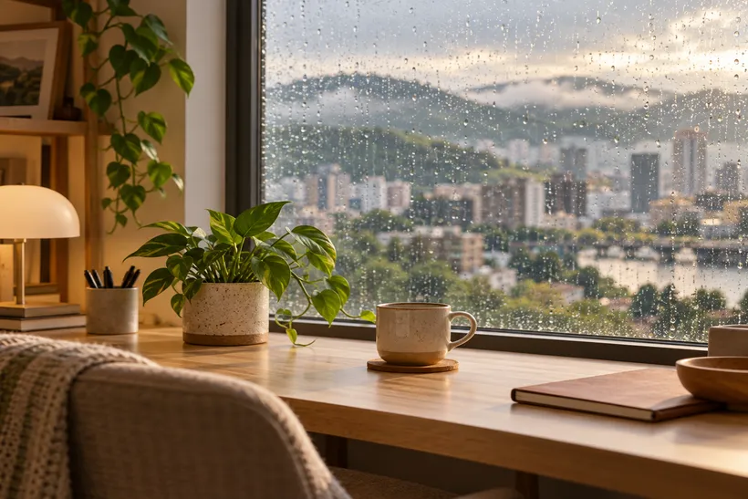 下雨的窗邊（示意圖）